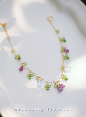 原创精致清橄榄石托帕石手链