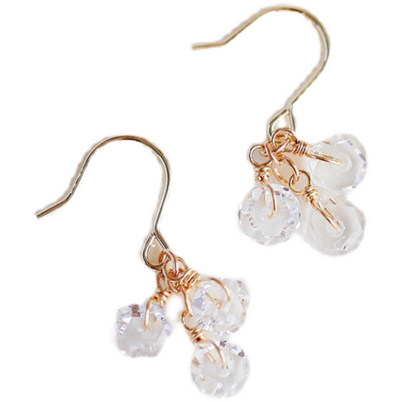 Cloudcity原创手作 小巧百搭简约白水晶14K注金耳环 夏季耳饰女,淘宝优惠券,粉丝福利购,淘宝优惠卷