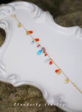 托帕石红玉髓黄水晶手作手链