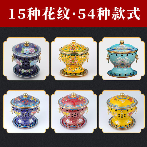 景泰蓝铜火锅加厚纯铜酒精铜锅单人酒精炉小火锅一人一锅紫铜家用 - 图1
