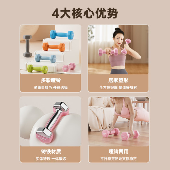 Solid iron dumbbells for women's fitness home use