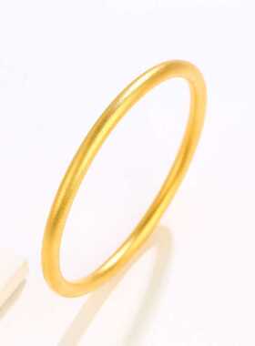 旭平首饰古法黄铜镀金手镯女 光面素圈传承复古实心镯子饰品批发