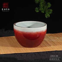 Jingdezhen Large Kiln Change Porcelain Poly Basin general pot Large red groom red-red-red porcelain cylinder Longer red cylinder