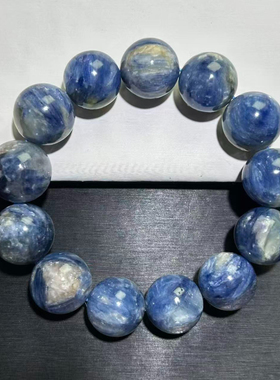 蓝晶石手串蓝色油画风蓝晶蓝绿晶拉丝猫眼手链龙磷蓝晶