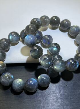 灰银月光石手串灰月光手链长石手链男女款百搭黑月光手串蓝光月