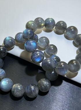 灰银月光石手串灰月光手链长石手链男女款百搭黑月光手串蓝光月