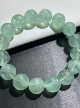 薄荷绿萤石手串绿萤石手链蓝绿萤石羽毛萤石女款手串DIY珠宝单圈