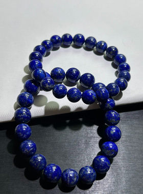 青金石手串青蓝色手串玉石青金手链少白青金男女单圈一物一拍