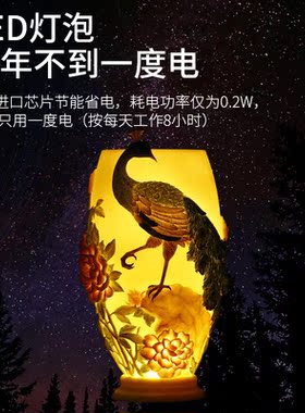 孔雀大花瓶灯饰树脂工艺品