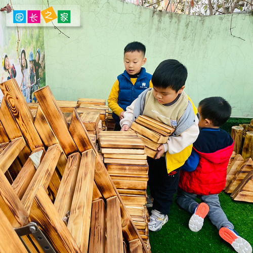 幼儿园炭烧积木玩具安吉游戏户外建构加厚碳化防腐实木搭建质保 - 图0