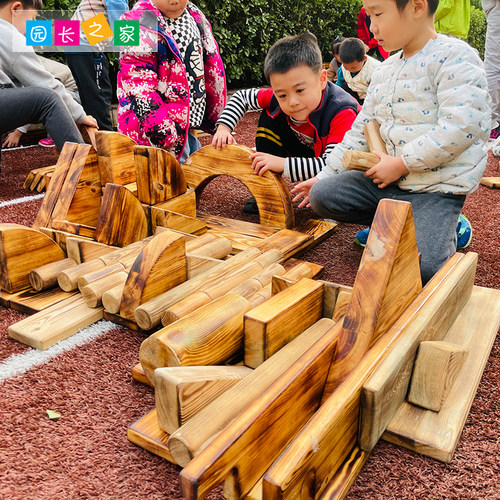 幼儿园炭烧积木玩具安吉游戏户外建构加厚碳化防腐实木搭建质保 - 图2