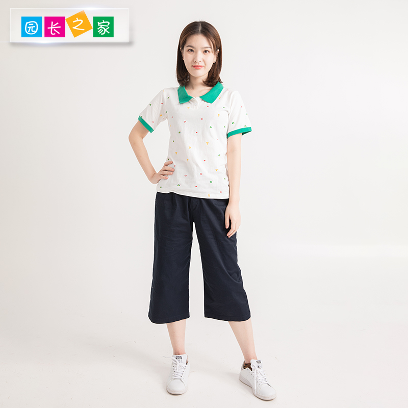 园长之家博苑夏季幼儿园园服教师纯棉上衣裤子短袖休闲班服套装-图2