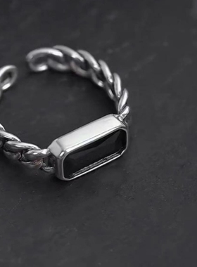 2024新款爆款黑色锆石开口戒指