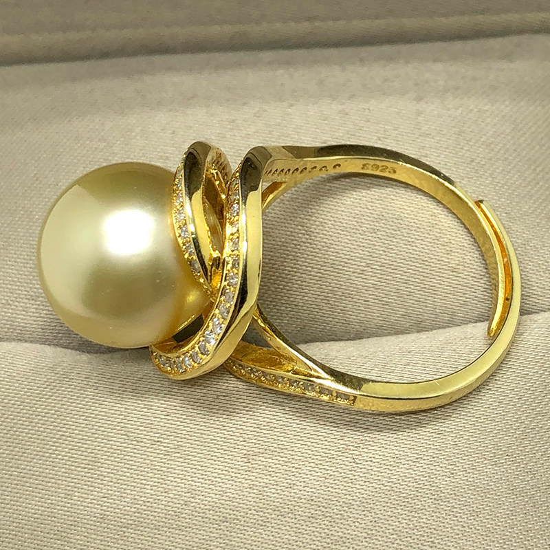 Seawater South Sea gold beads strong light round ring 10-13