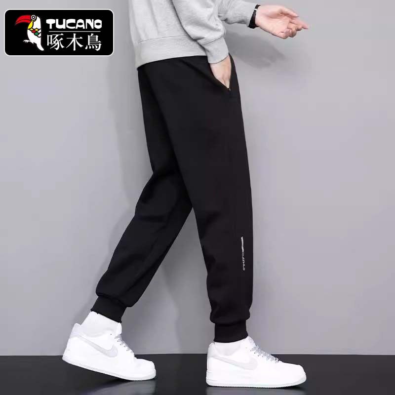 啄木鸟束脚运动裤男士春秋款2025新款宽松潮牌直筒简约百搭长卫裤,淘宝优惠券,粉丝福利购,淘宝优惠卷