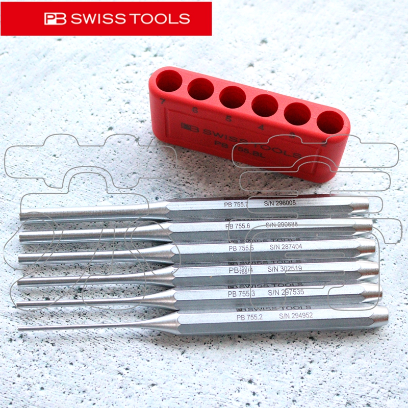 瑞士原装PB SWISS TOOLS 等长 八棱柄销式冲头6件套PB 755.BL - 图1