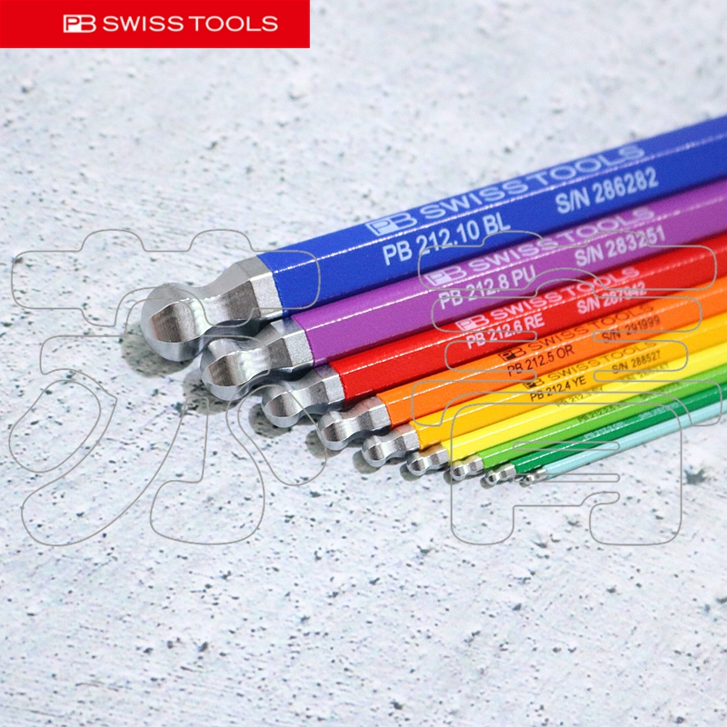瑞士原装彩色内六角扳手 球头 彩虹 212 RB系列 - 图1