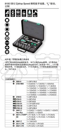 德国Wera Zyklop 8100 SB2  3/8英寸驱动 棘轮扳手套筒43件套 - 图2
