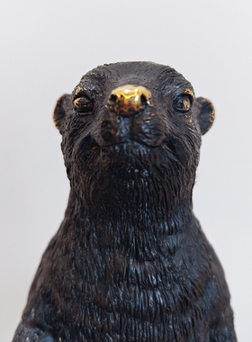 手工精雕土拨鼠铜装饰摆件