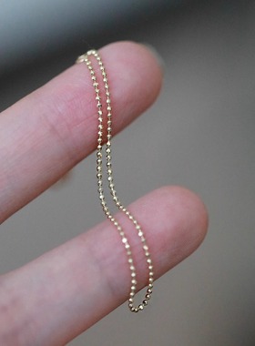 14K金极简百搭金豆切面米珠手链