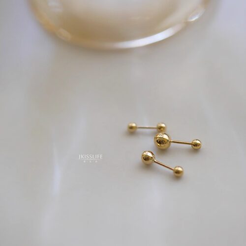 9K黄金 Jennie同款金豆豆 叠戴bi入 螺丝耳骨钉耳钉 睡觉免摘 - 图2