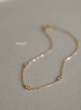 14K黄金3颗迷你小爱心K金手链