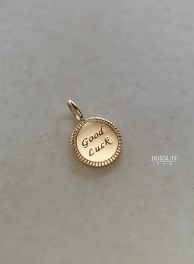 9K幸运lucky金币K金吊坠简约挂坠