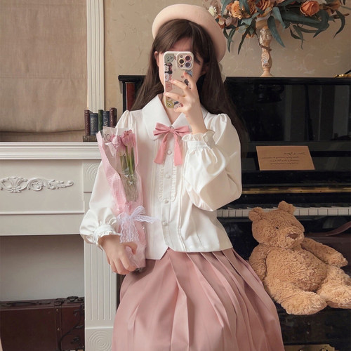 樱花家族jk制服衬衫【圣翼女高】优雅大小姐学院风原创长袖上衣女 - 图2