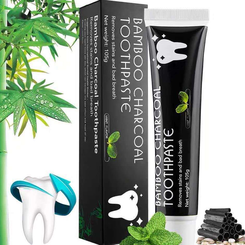 雅趣家居专营店Bamboo椰子壳活性炭竹炭黑牙膏亮白去黄牙垢去口臭清新口气家庭装3
