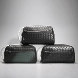 Плетеная сумка с петлей на руку с молнией, модная трендовая барсетка, маленькая сумка клатч, из натуральной кожи