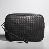 Маленькая сумка клатч, плетеная вместительная и большая сумка с петлей на руку для отдыха, из натуральной кожи