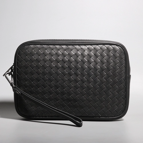 Маленькая сумка клатч, плетеная вместительная и большая сумка с петлей на руку для отдыха, из натуральной кожи