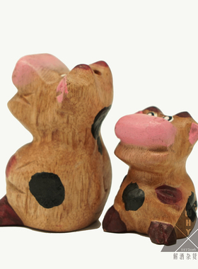 实木东南亚风工艺品摆件小奶牛