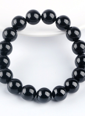 天然乌金黑曜石手链转运男女手串