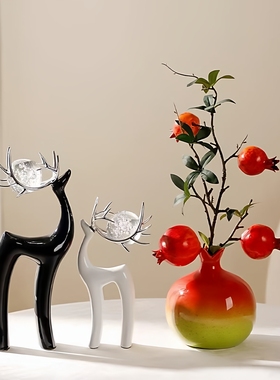 创意石榴陶瓷花瓶摆件新年结婚用