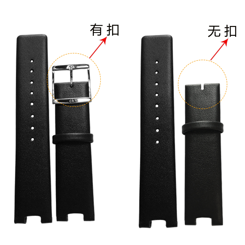 代用CK表带K1S211 00/K1S211 20手表配件女凹接口手表带男真皮-图0