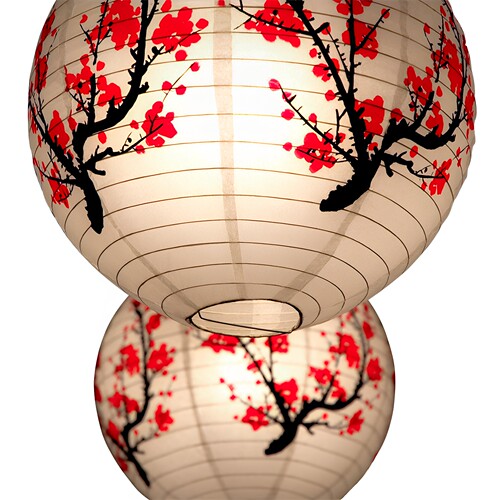 元宵中秋春节大红小圆装饰挂饰日式纸灯笼和风国吊灯古代梅花灯罩 - 图3