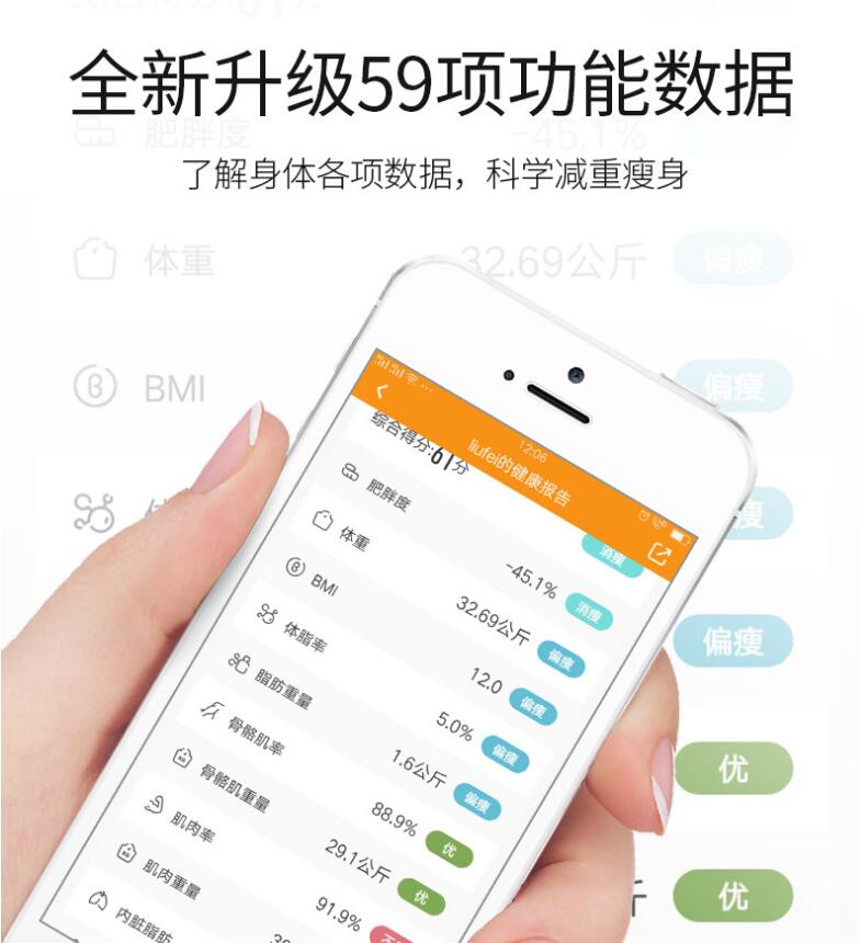 USB体脂秤蓝牙智能体脂秤OKOK承重150kg显屏59项数据限安卓系统 - 图0