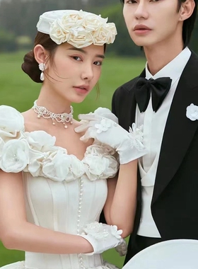 复古礼帽婚礼宫廷女春夏花朵新品