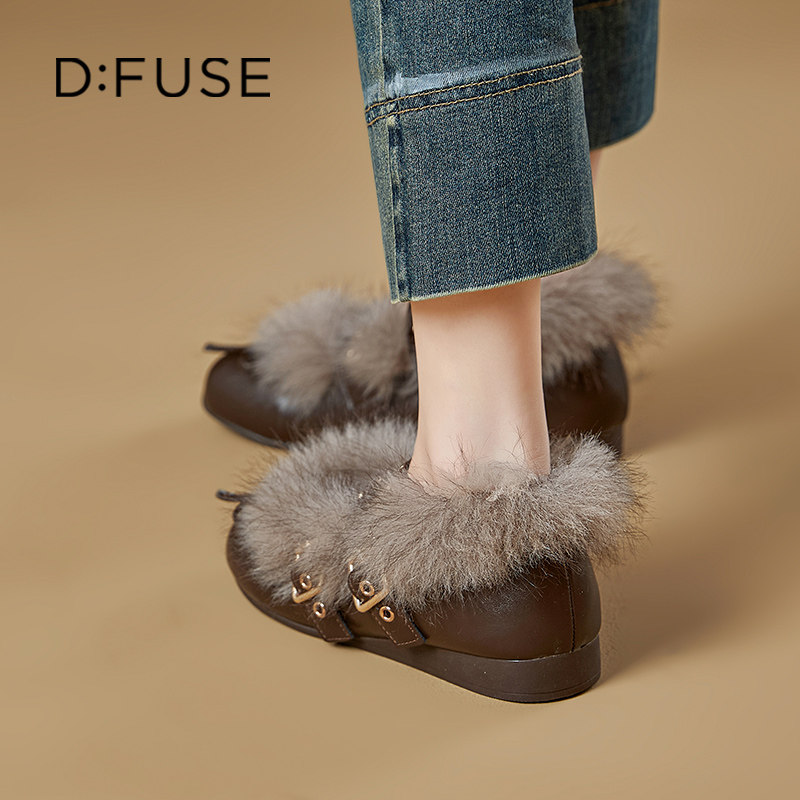 Dfuse迪芙斯新款厚底潮流毛毛加绒玛丽珍鞋女法式小香风浅口单鞋,淘宝优惠券,粉丝福利购,淘宝优惠卷