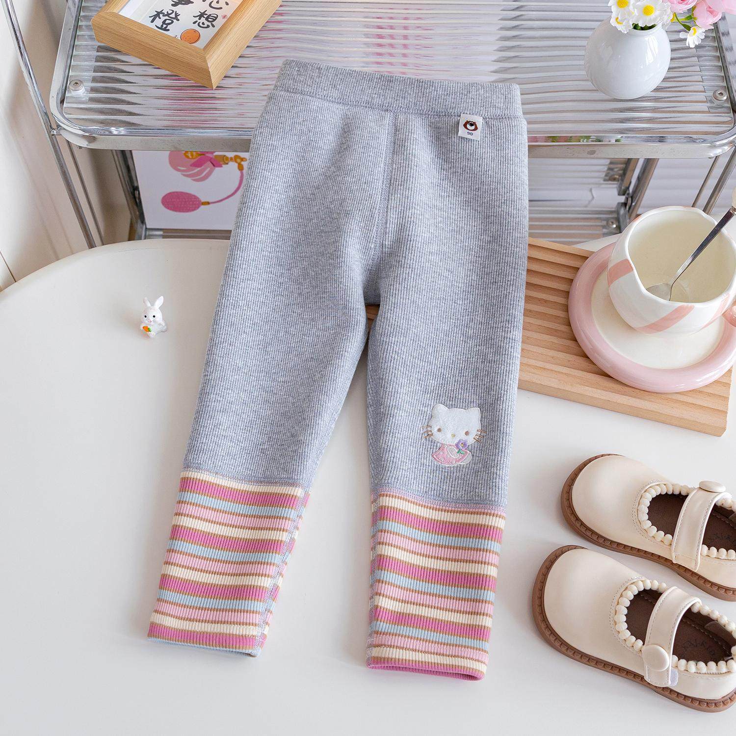 女童一体绒无骨打底裤秋冬洋气加绒加厚外穿长裤KT猫儿童保暖裤子,淘宝优惠券,粉丝福利购,淘宝优惠卷