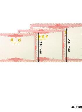 花边烫金字大12k荣誉内页证书
