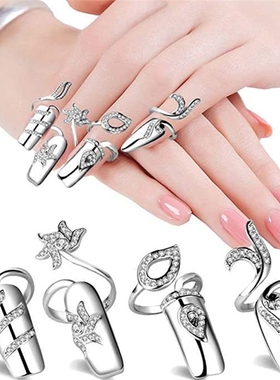 新娘假指甲化妆装饰小众穿戴水钻新中式指环古典独特指尖时尚指套