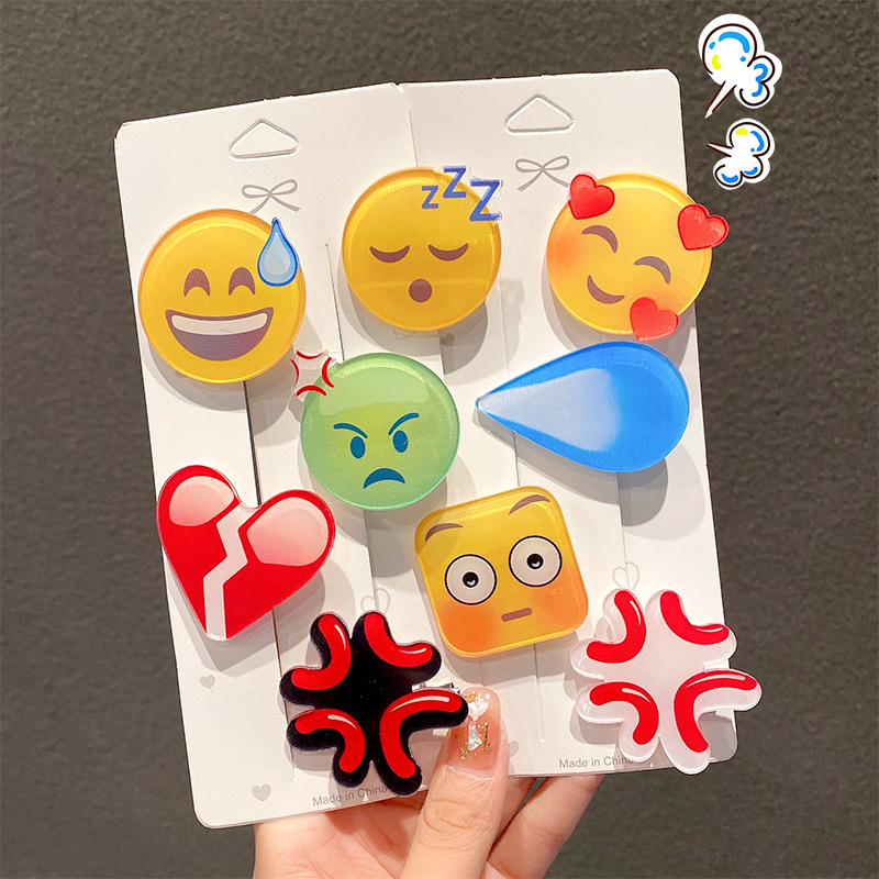 滴汗发夹女黄豆大无语水滴边夹冷汗emoji表情包发卡搞怪创意发饰 - 图0