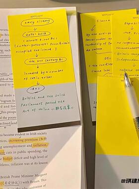 记事本学生长款撞色ins黄色便签