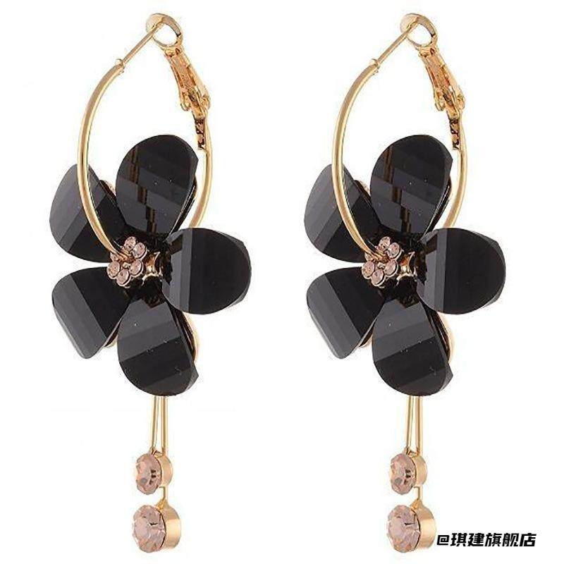 耳环红色气质韩版花瓣太阳花耳饰大圈圈几个圆圈耳坠透明锆石耳钉,淘宝优惠券,粉丝福利购,淘宝优惠卷