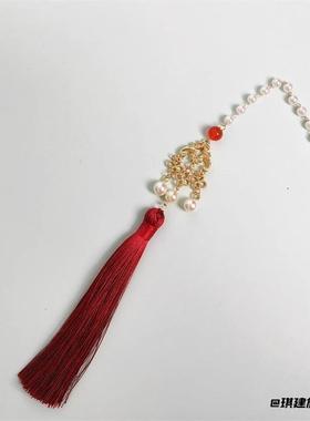 女士宫廷长款古风项链百搭牡丹锁