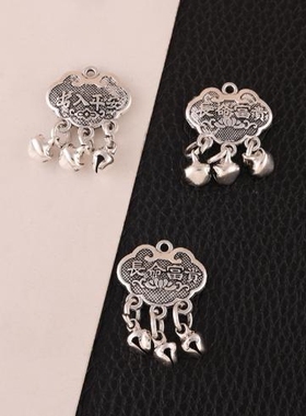 吊坠男女手链长命锁铃铛挂件藏银手工吊坠材料通用吊坠配件民族