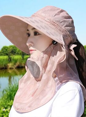 春夏大沿遮阳帽护颈全脸防晒帽女