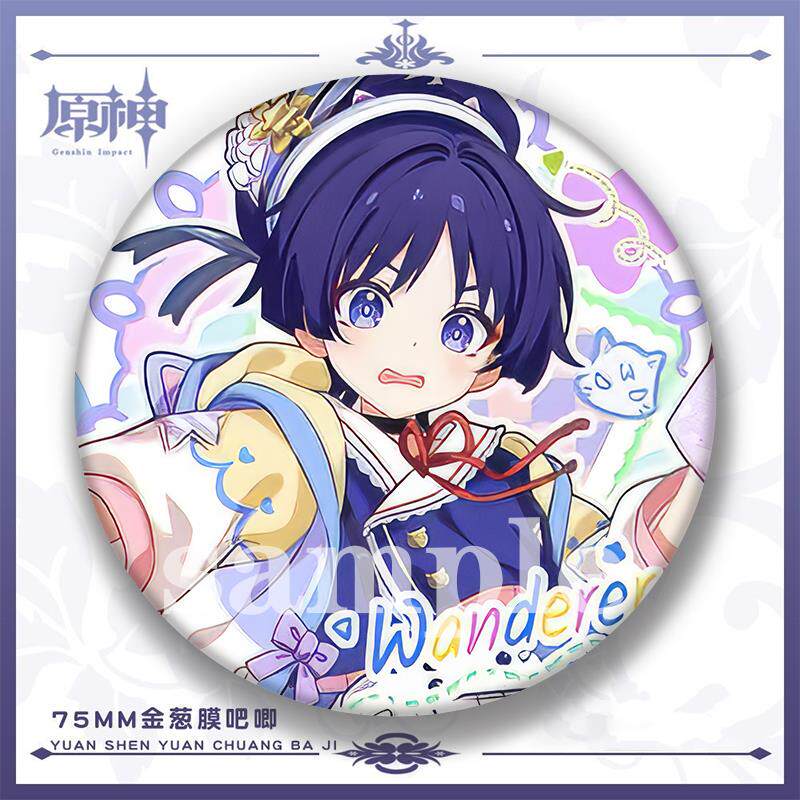 原神周边徽章水神芙宁娜散兵纳西妲林尼魈镭射吧唧装饰胸针礼物潮